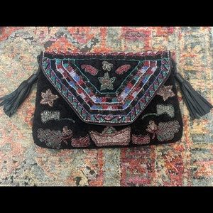 Anthropologie ibBan beaded, tassled crossbody bag